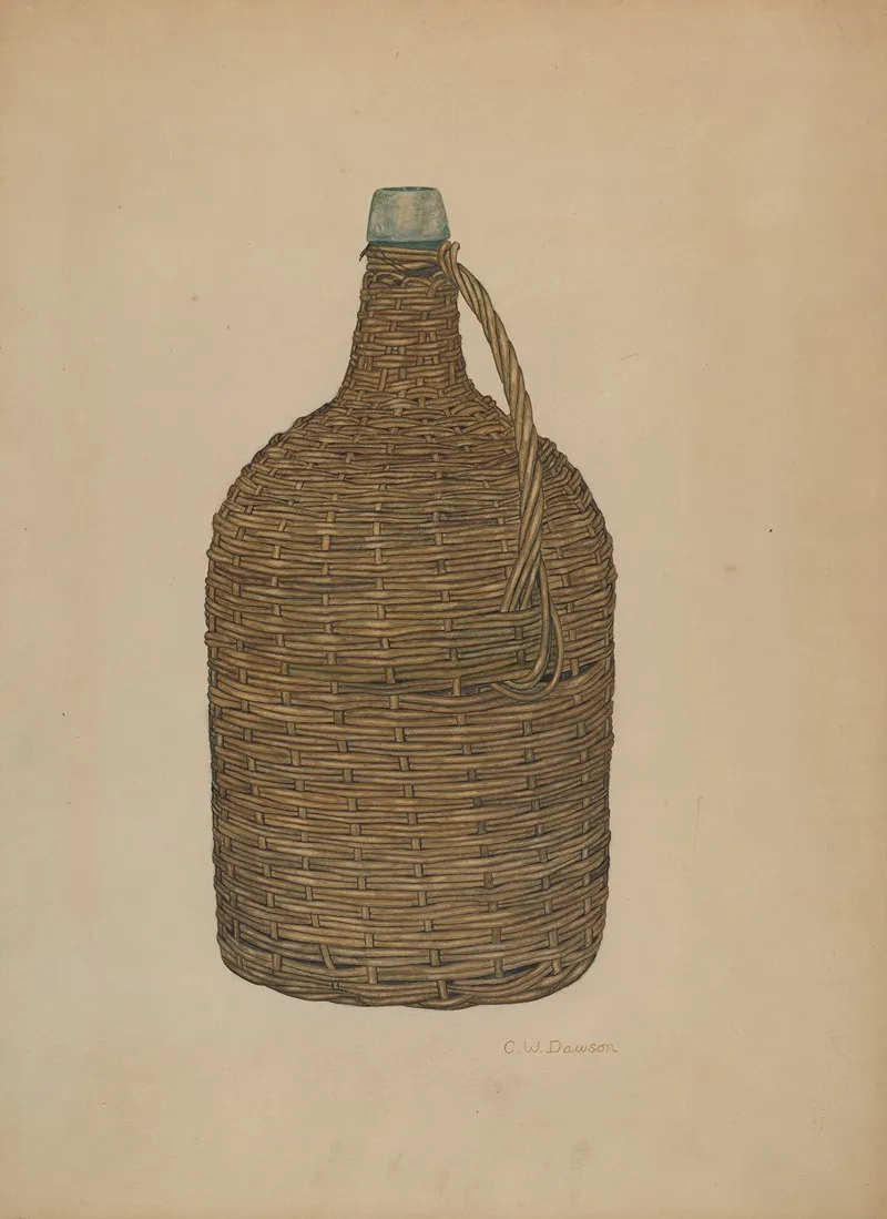 Wicker Demijohn by Clarence W. Dawson - Canvas Print