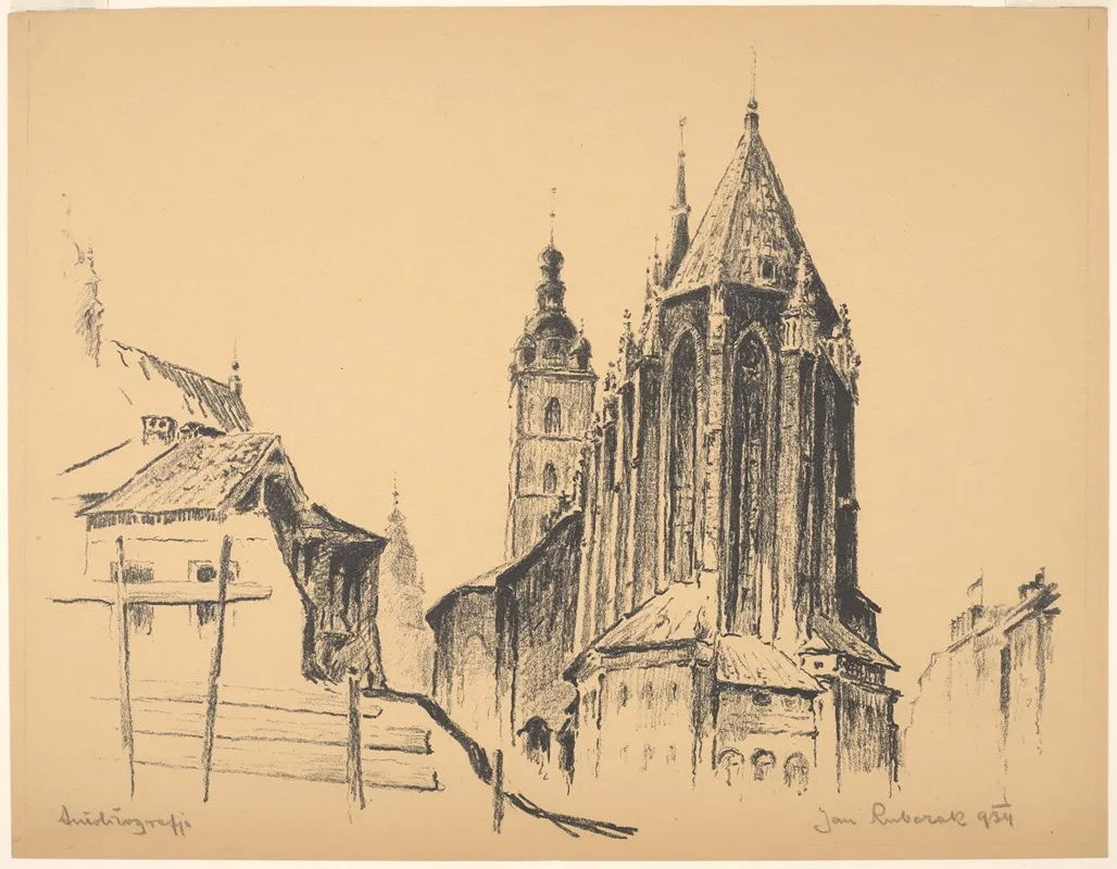 Widok Na Kosciol Mariacki Od Wschodu by Jan Rubczak - Canvas Print