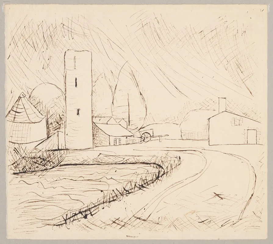 Widok Wsi Z Zakrecajaca Droga by Tadeusz Makowski - Canvas Print
