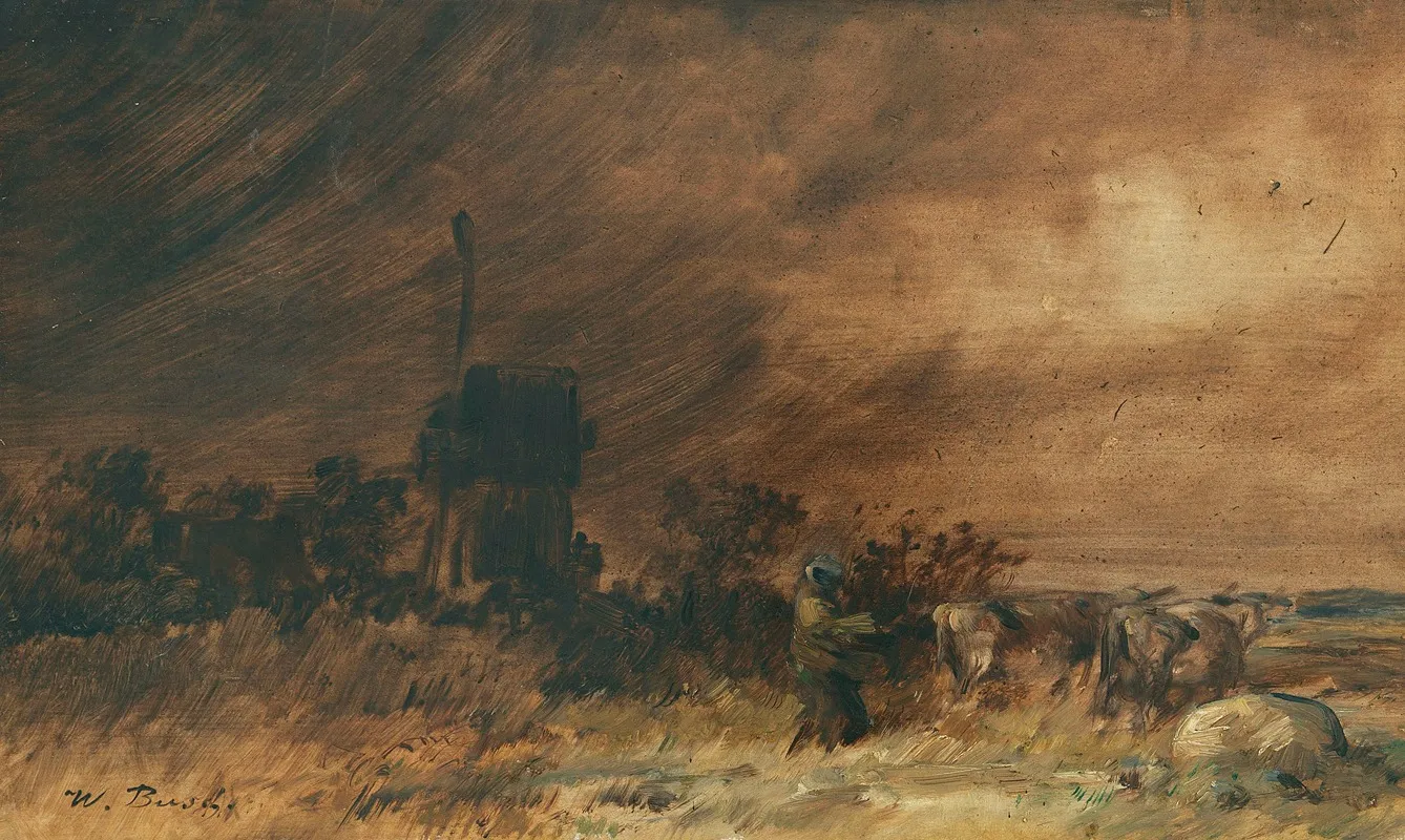 Wiedensahler Bockmuhle Bei Aufziehendem Sturm by Wilhelm Busch - Canvas Print