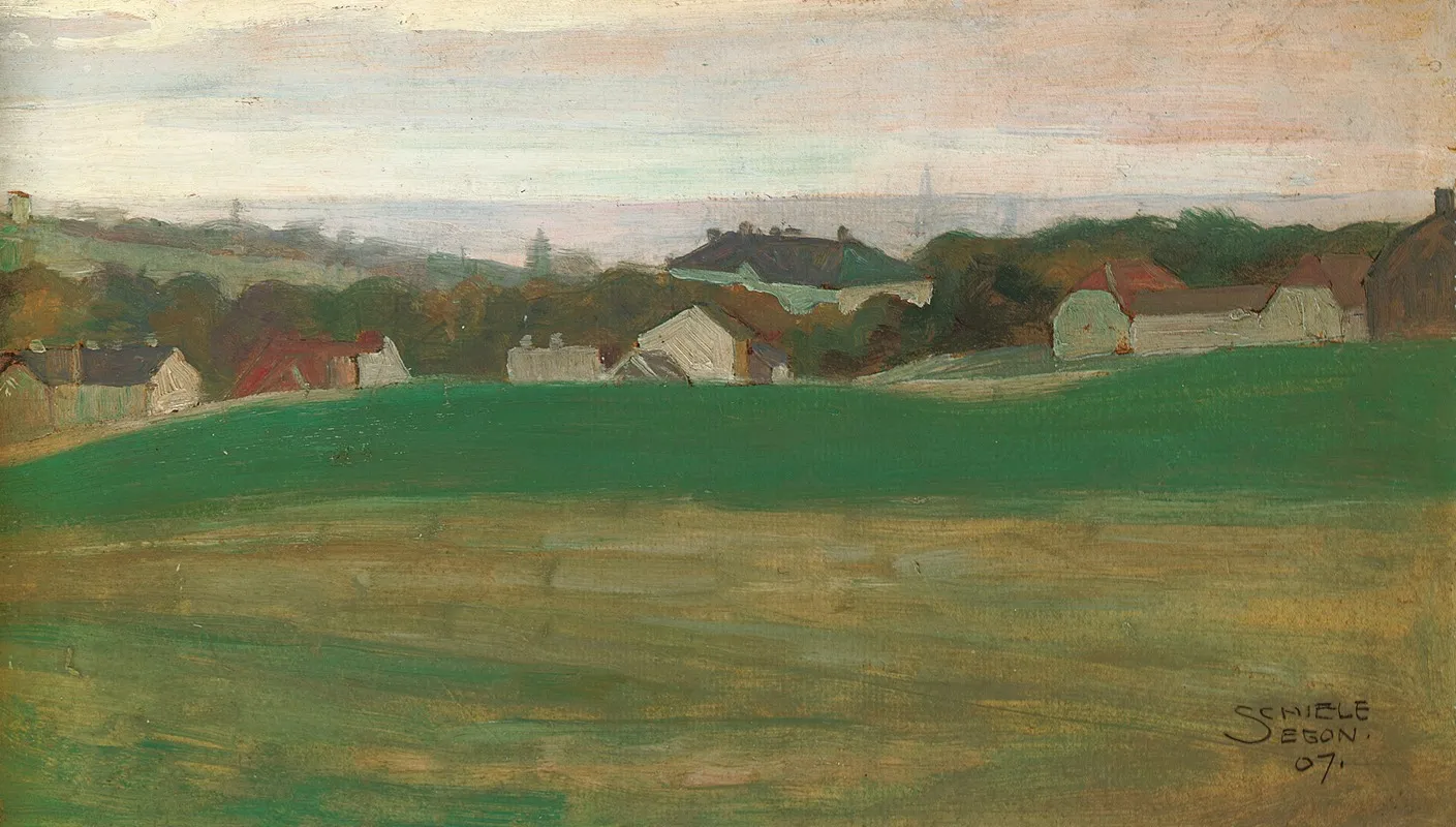 Wiese Mit Dorf Im Hintergrund Ii