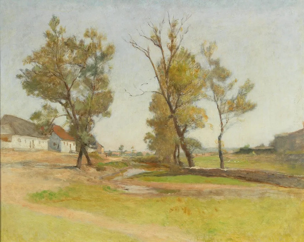 Wiese Vor Einem Dorf