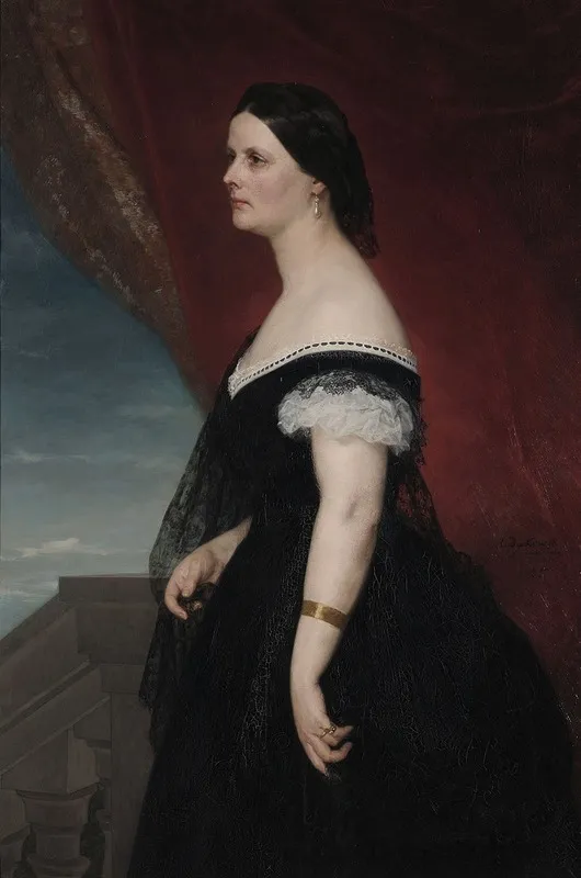 Wifes Portrait by Henryk Rodakowski - Canvas Print