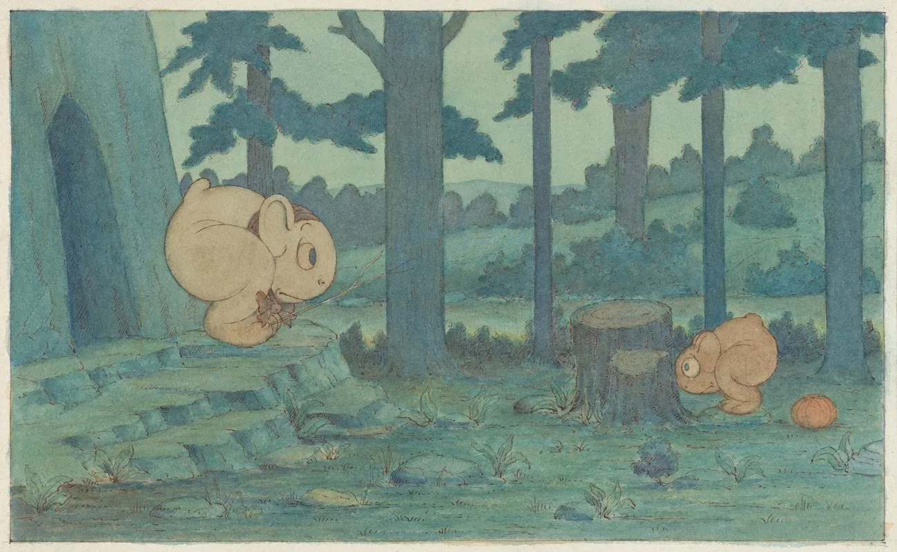 Wiggle Much Baby Hiding From Mama by Herbert Crowley - Canvas Print