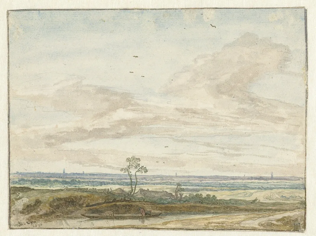 Wijd Landschap Met Een Weg Langs Een Vaart by Pieter de Molijn - Canvas Print