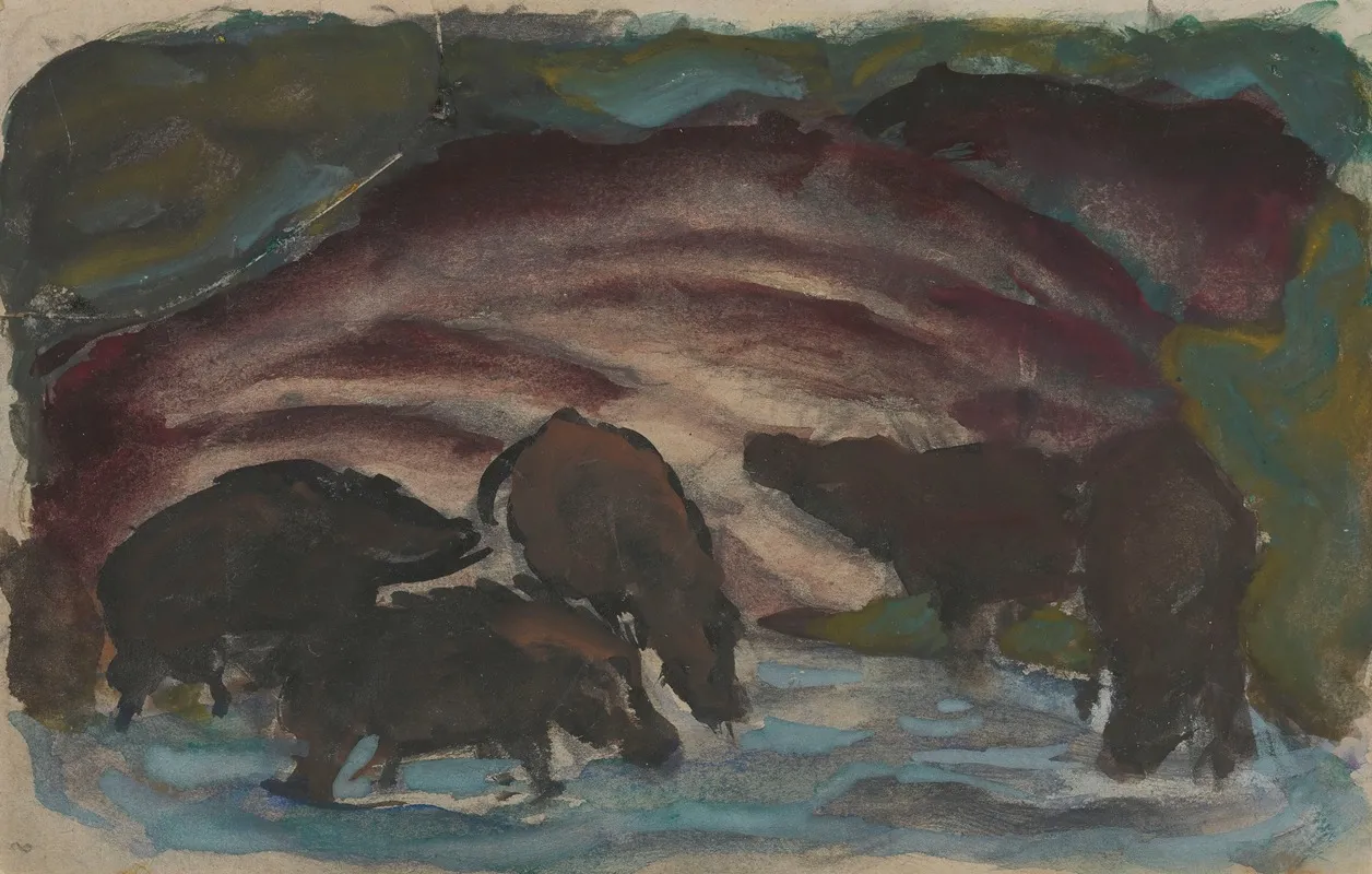 Wild Boars In The Water