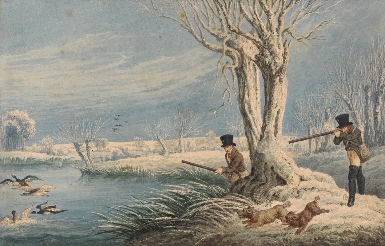 Wild Duck Shooting 2 by Edward Duncan - Canvas Print