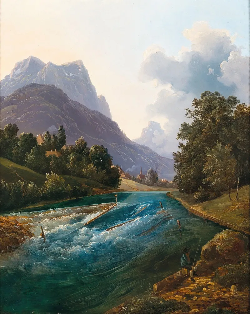 Wild Waters A Raft Canal Salzkammergut by Franz Steinfeld - Canvas Print