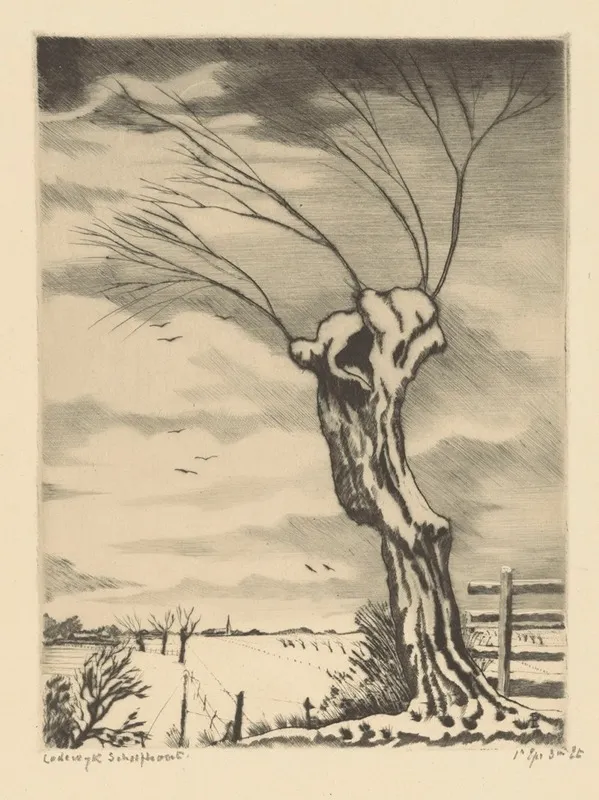 Wilg In Een Winterlandschap by Lodewijk Schelfhout - Canvas Print