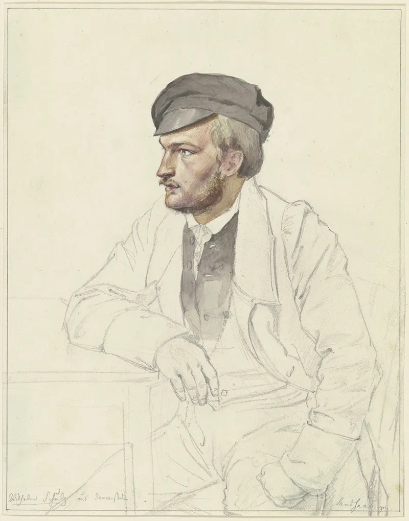 Wilhelm Schulz Aus Darmstadt An Einem Tisch Sitzend