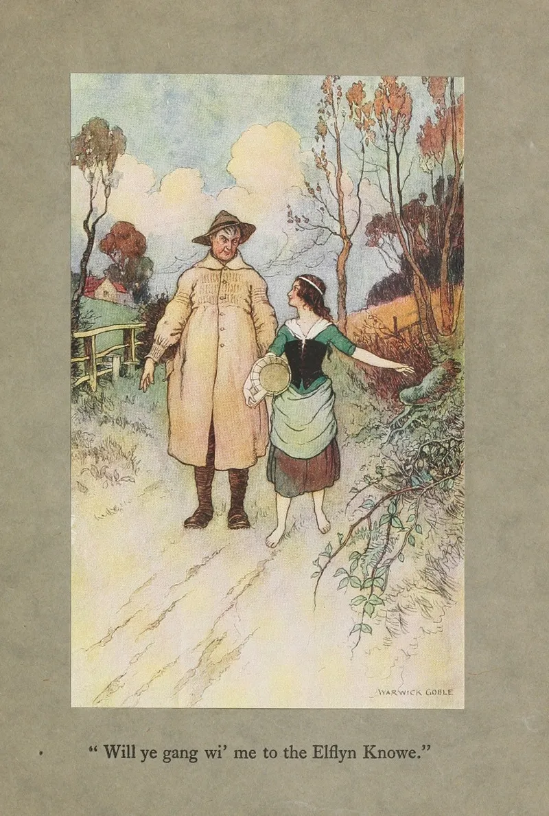 Will Ye Gang Wi Me To The Elfiyn Knowe by Warwick Goble - Canvas Print