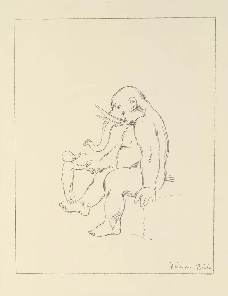 William Blake Etchings From His Works Pl 3 by William Bell Scott - Canvas Print