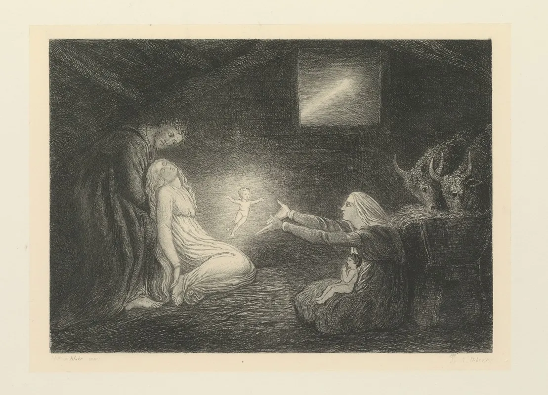 William Blake Etchings From His Works Pl 4 by William Bell Scott - Canvas Print