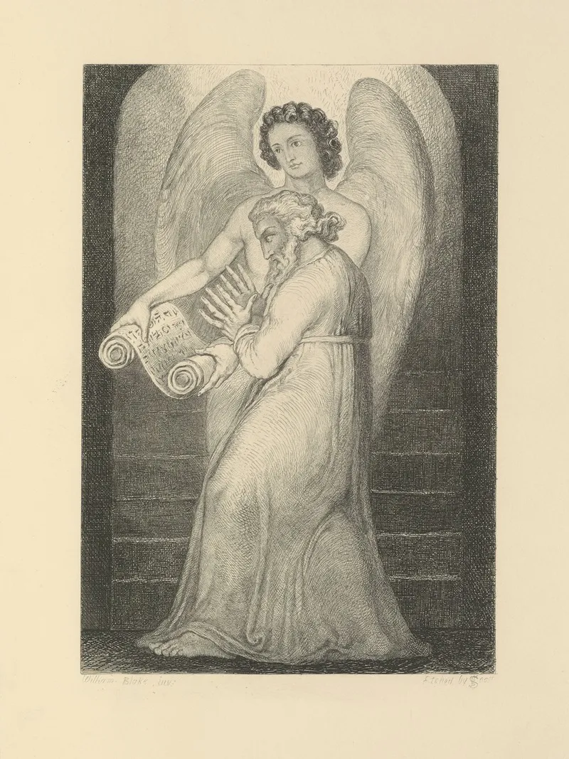 William Blake Etchings From His Works Pl 5 by William Bell Scott - Canvas Print