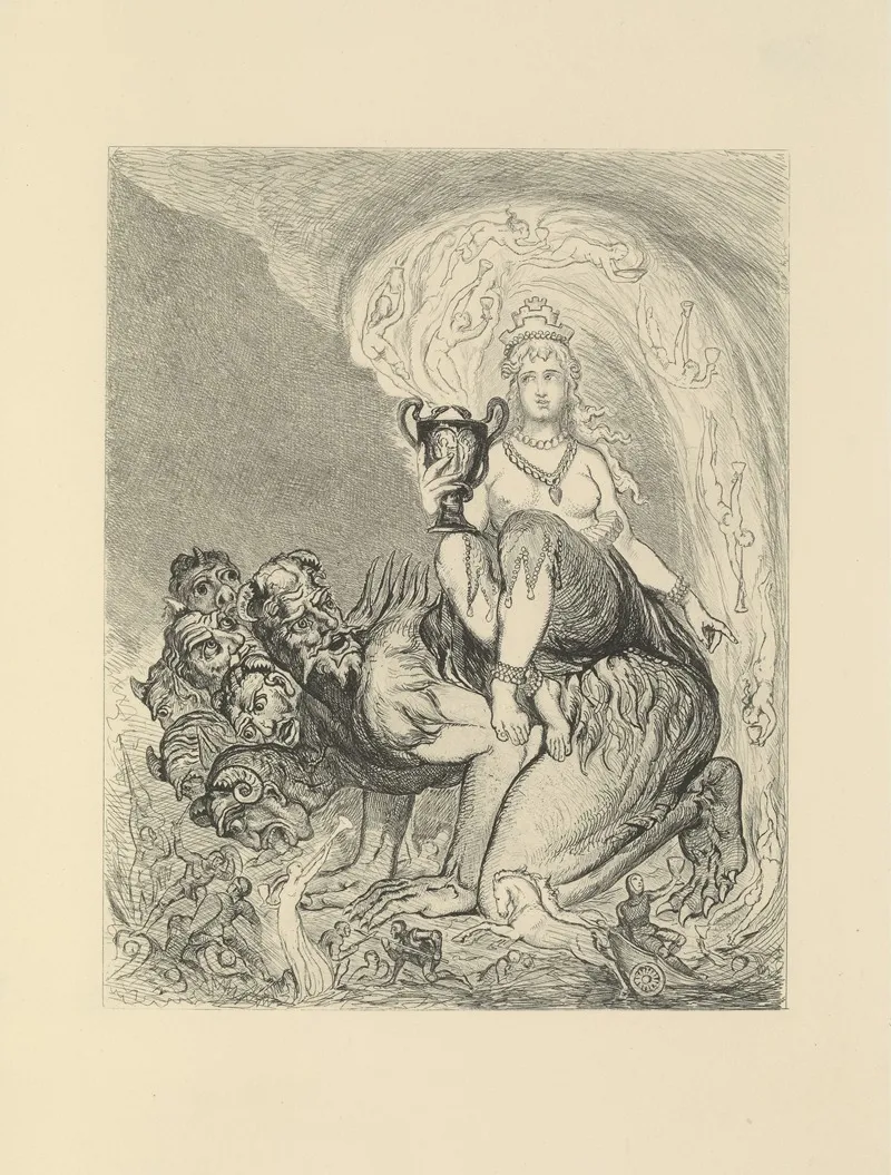 William Blake Etchings From His Works Pl 6 by William Bell Scott - Canvas Print