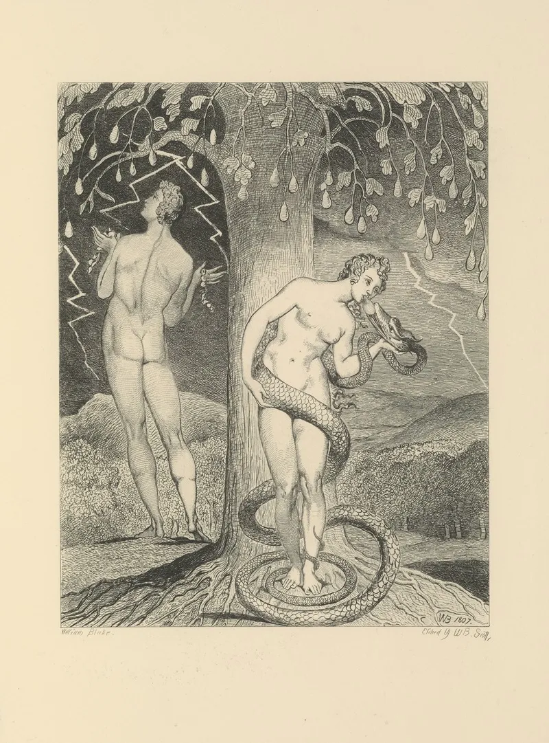 William Blake Etchings From His Works Pl 9 by William Bell Scott - Canvas Print