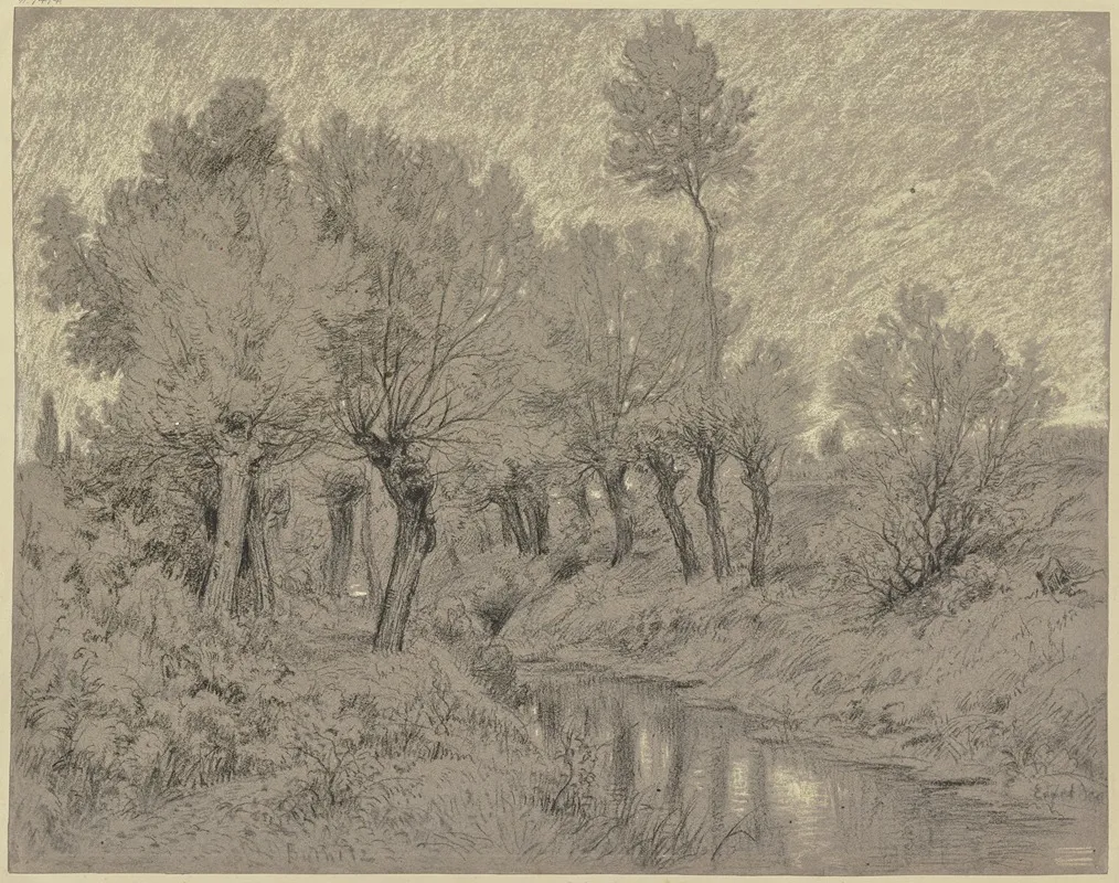 Willows At A Stream by Peter Burnitz - Canvas Print