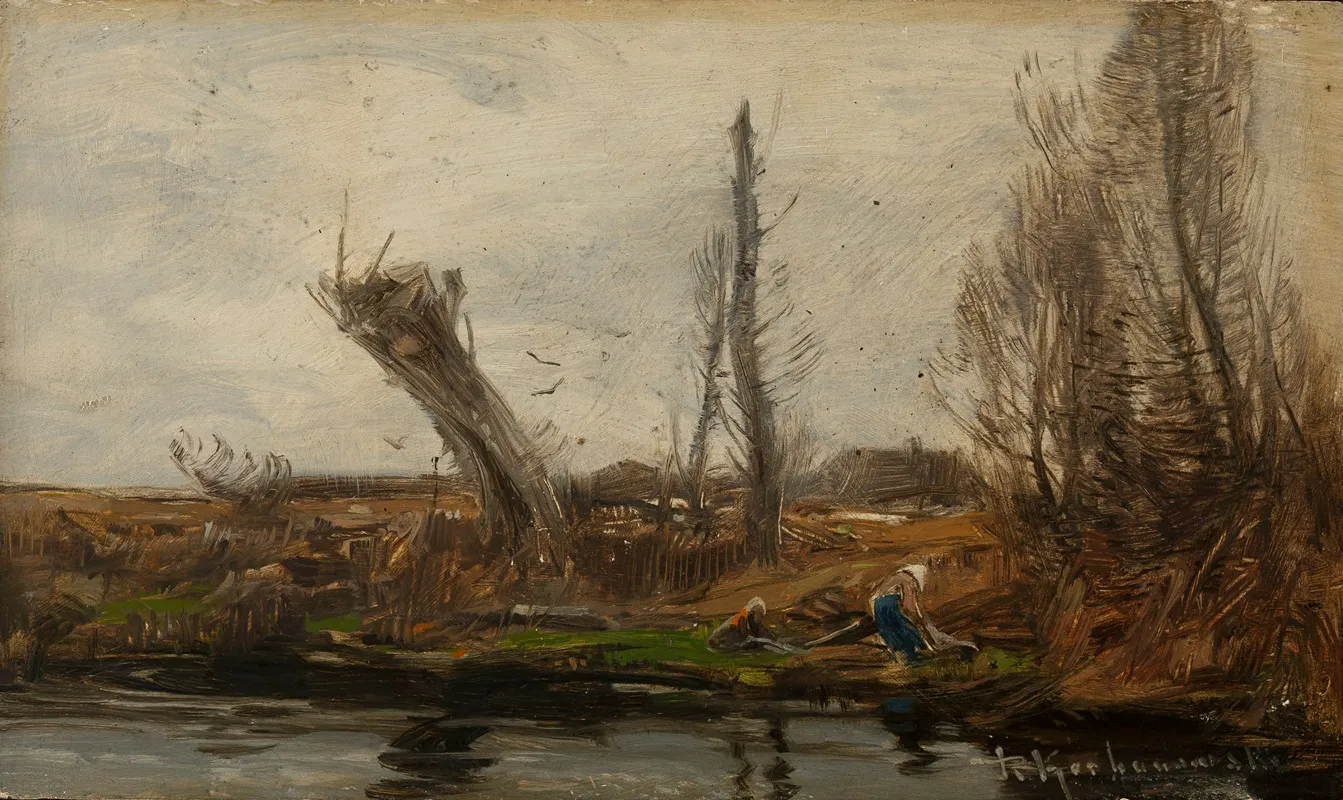 Willows At Waterside by Roman Kazimierz Kochanowski - Canvas Print