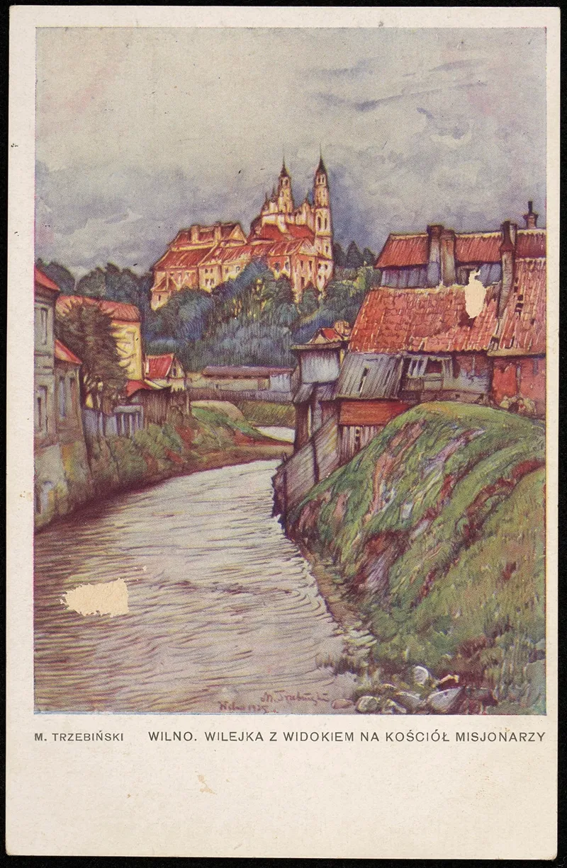 Wilno Wilejka Z Widokiem Na Kosciol Misjonarzy by Marian Trzebiński - Canvas Print