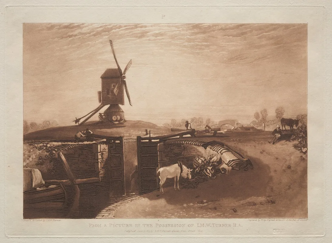Windmill And Lock by Joseph Mallord William Turner - Canvas Print