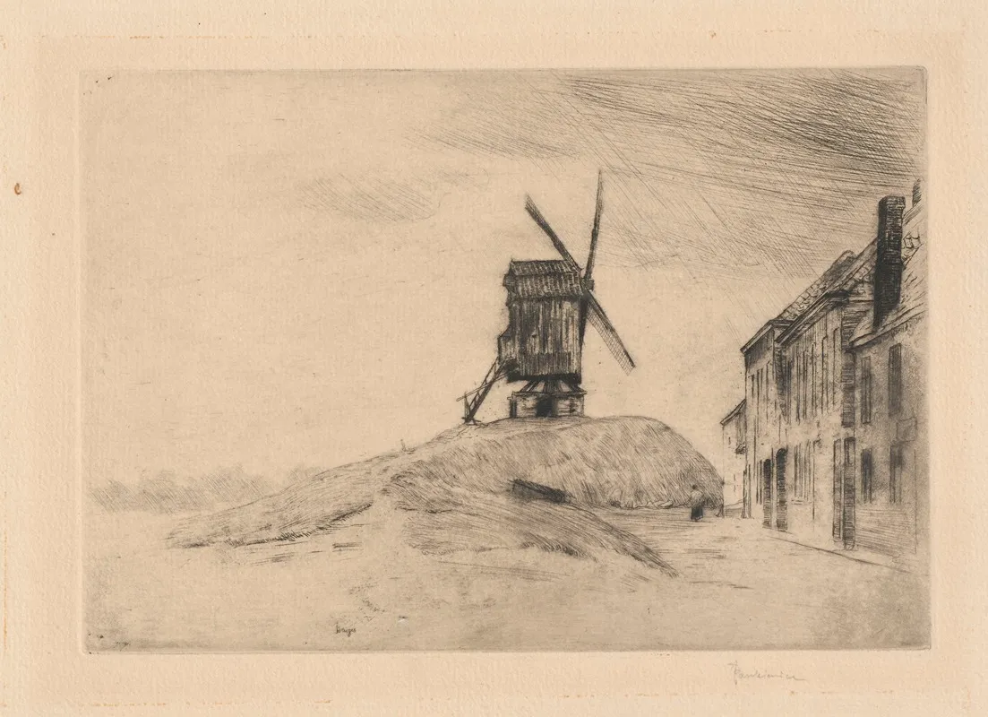 Windmill In Bruges by Józef Pankiewicz - Canvas Print