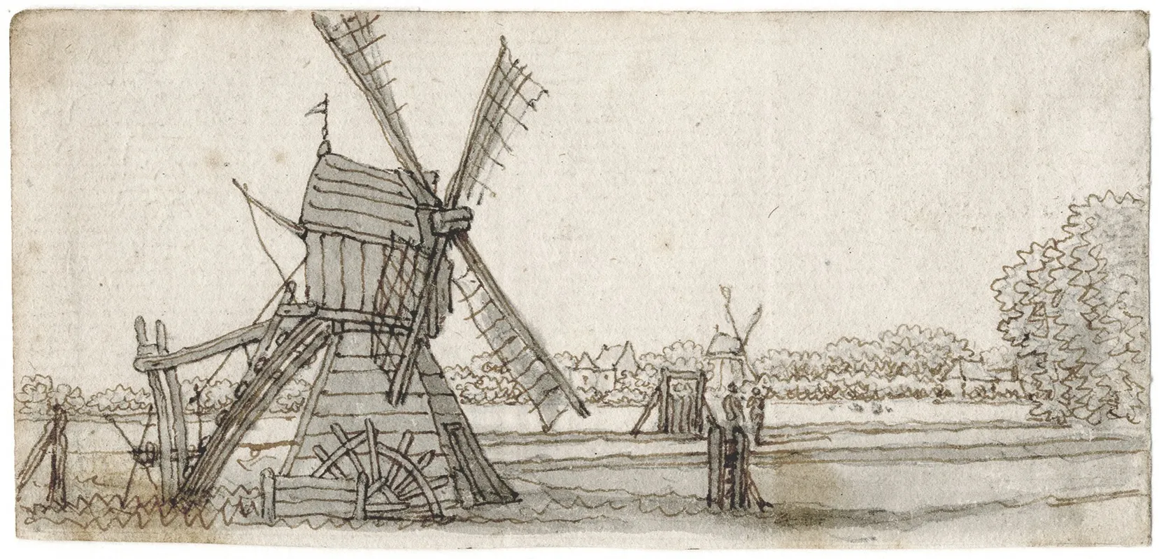 Windmolens In Vlak Land by Barend Hendrik Thier - Canvas Print