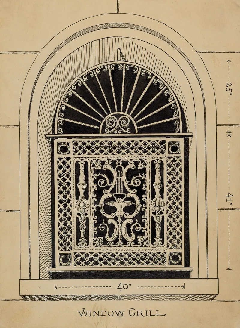 Window Grille 6 by Lucien Verbeke - Canvas Print