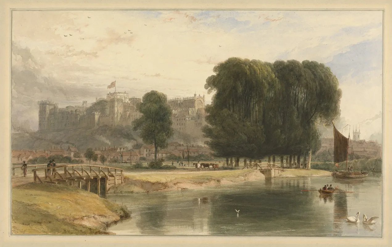 Windsor Castle From Near Brocas Meadows by William Daniell - Canvas Print