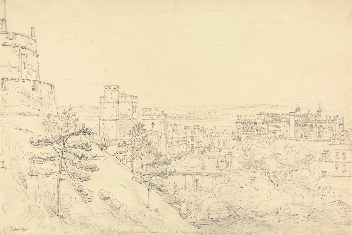 Windsor Castle From The Glacis Of The Round Tower by Henry Edridge - Canvas Print