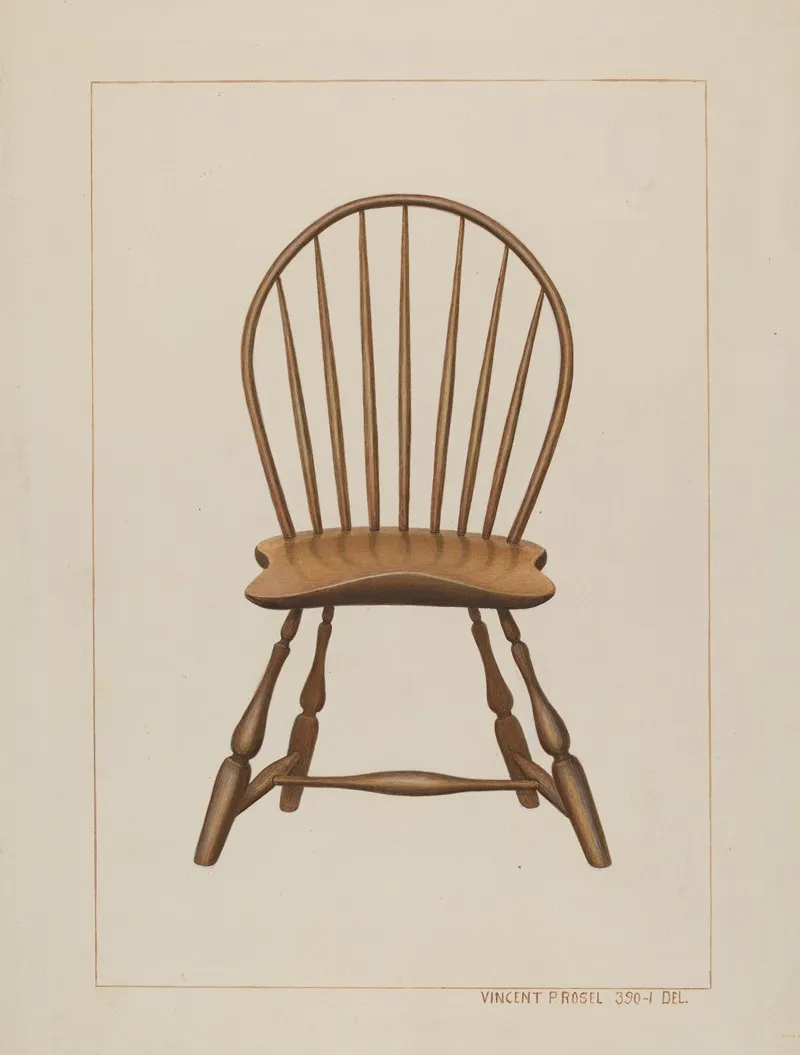 Windsor Fan Back Chair by Vincent P. Rosel - Canvas Print