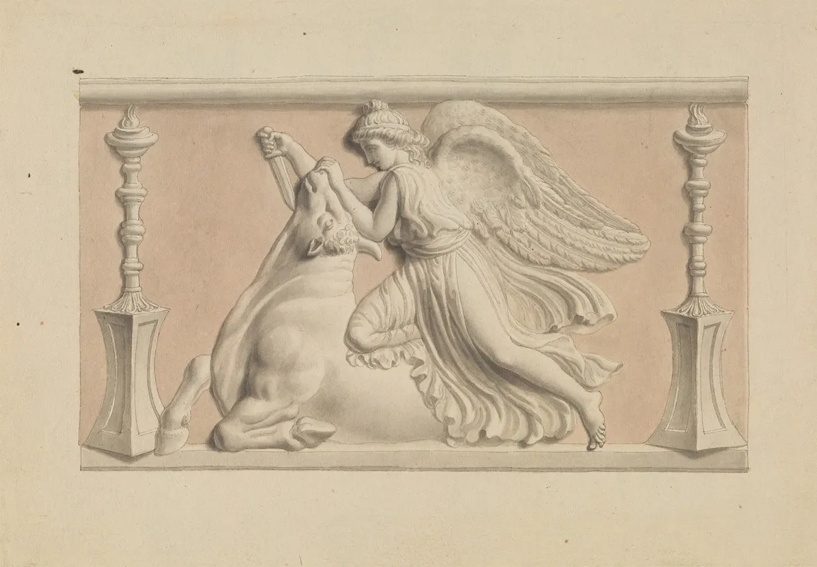 Winged Figure Slaying A Bull