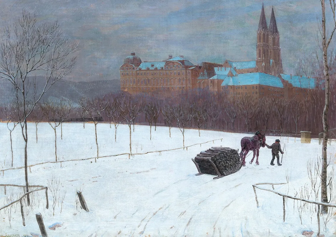 Winter Landscape At Klosterneuburg by Max Kahrer - Canvas Print