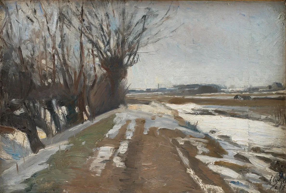 Winter Landscape Utterslev Near Copenhagen by Albert Gottschalk - Canvas Print
