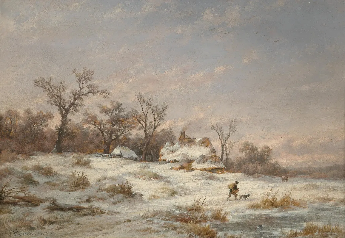 Winter Landscape With Decorative Figures 3 by Remigius Adrianus van Haanen - Canvas Print