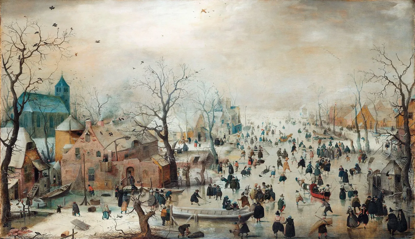 Winter Landscape With Ice Skaters by Hendrick Avercamp - Canvas Print