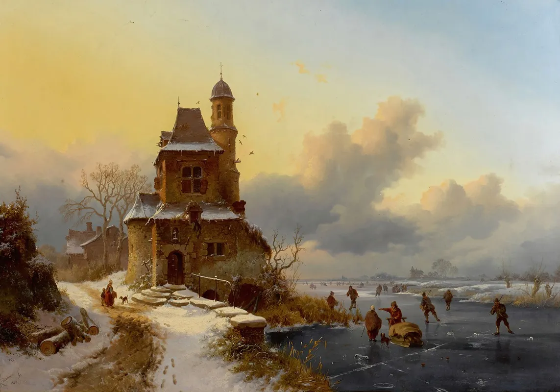 Winter Landscape With Skaters 2 by Frederik Marinus Kruseman - Canvas Print