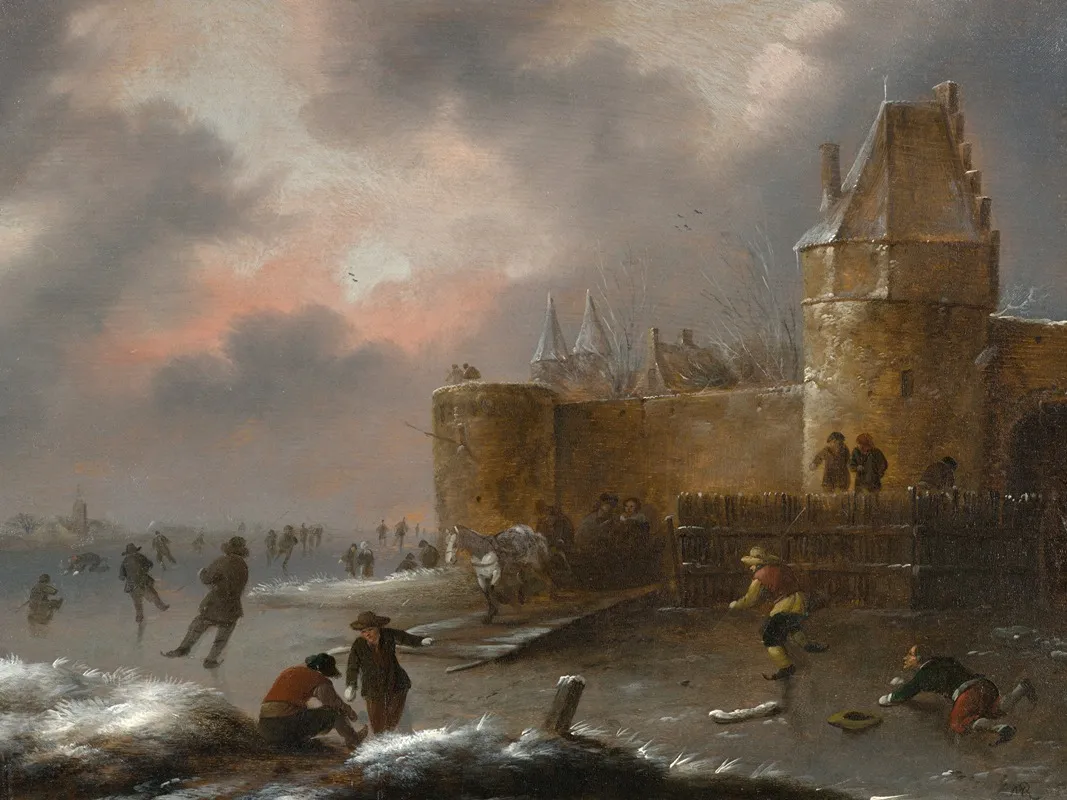 Winter Landscape With Skaters 3 by Nicolaes Molenaer - Canvas Print