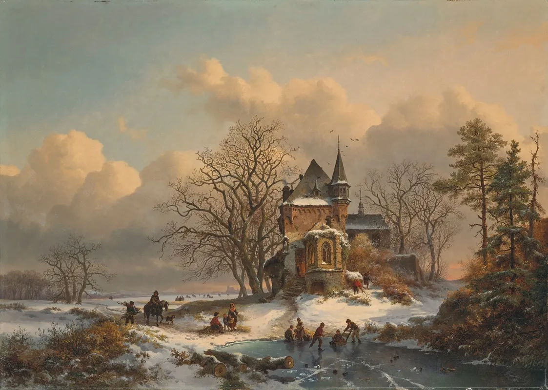 Winter Landscape With Skaters 7 by Frederik Marinus Kruseman - Canvas Print