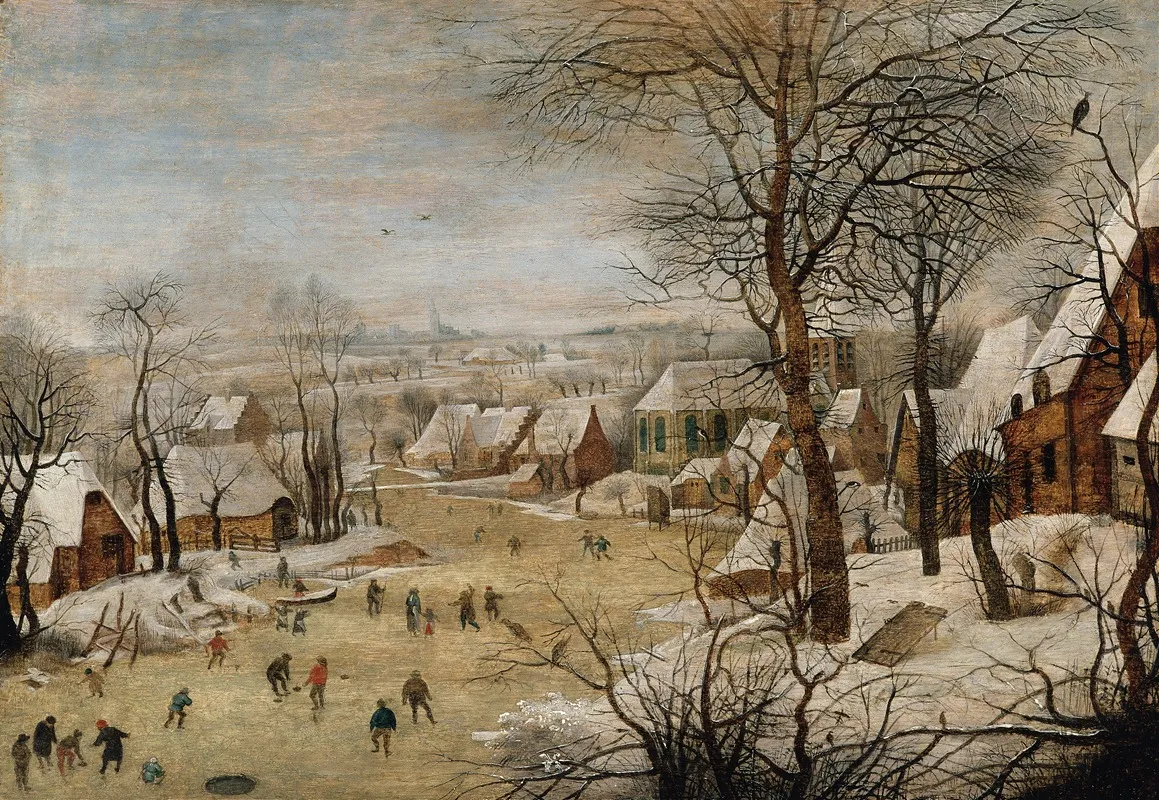 Winter Landscape With Skaters And A Bird Trap