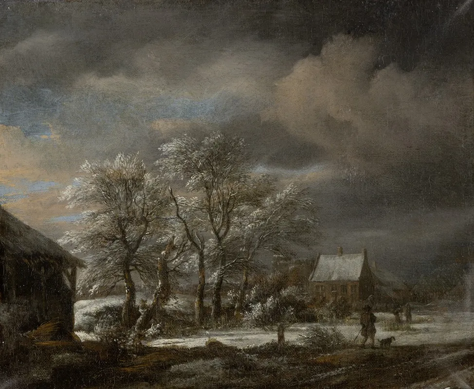 Winter Landscape With Snow Covered Trees by Jacob van Ruisdael - Canvas Print