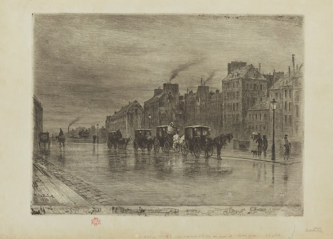 Winter Morning On The Quay Of The Hotel Dieu Hospital