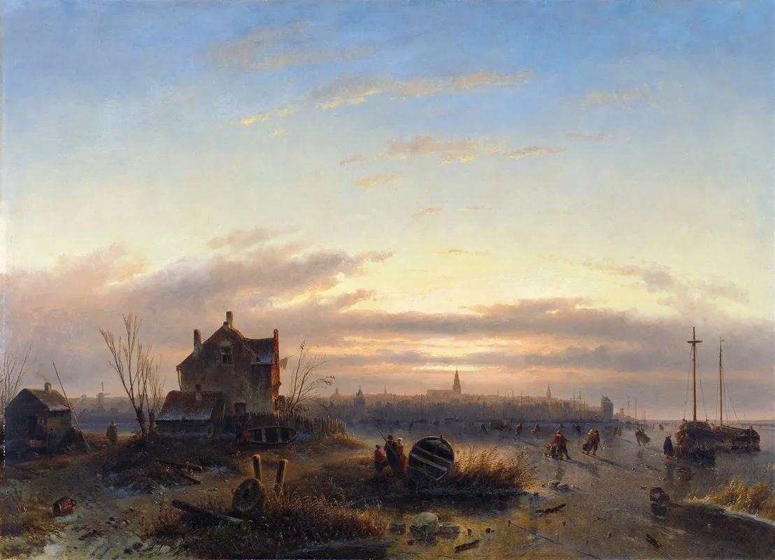 Winter Op Het Ij Voor Amsterdam by Charles Leickert - Canvas Print