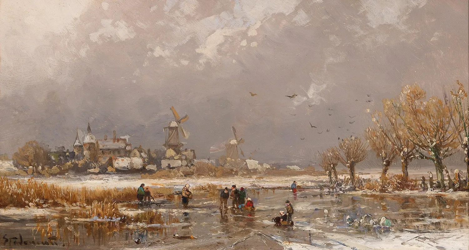 Winter Pleasures On The Ice by Adolf Stademann - Canvas Print