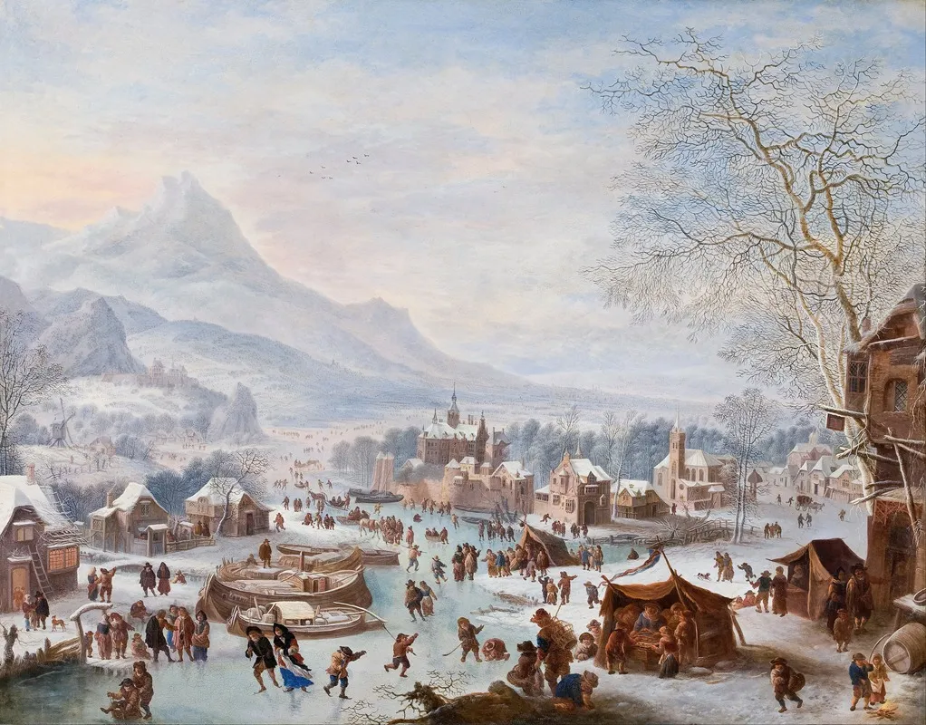 Winter Scene With Skaters by Jan Griffier - Canvas Print