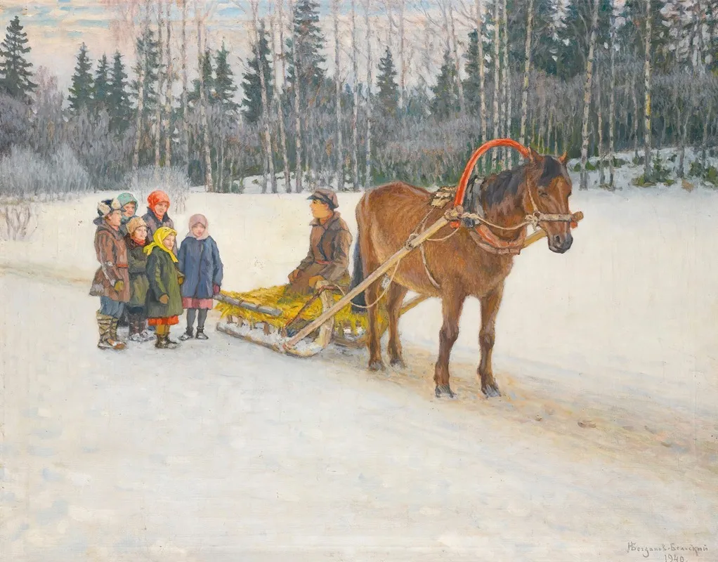 Winter Sleigh With Children