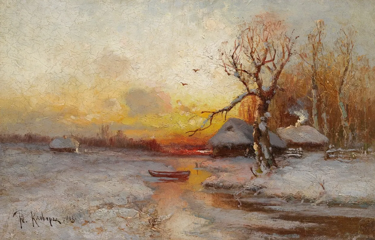 Winter Sunset 5 by Julius Sergius Klever - Canvas Print