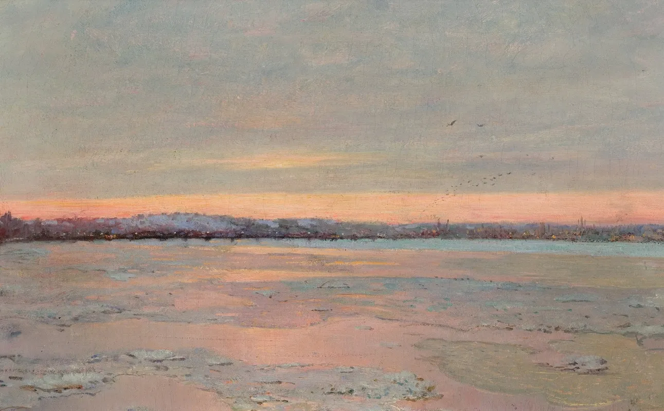 Winter Twilight On The Charles River by Edward Emerson Simmons - Canvas Print