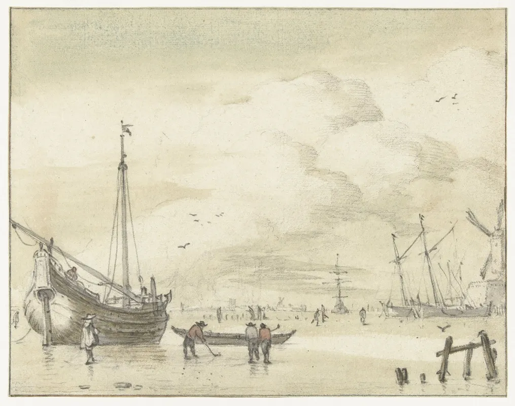 Wintergezicht Jan Van De Cappelle 1634 1700 by Jan van Call the elder - Canvas Print