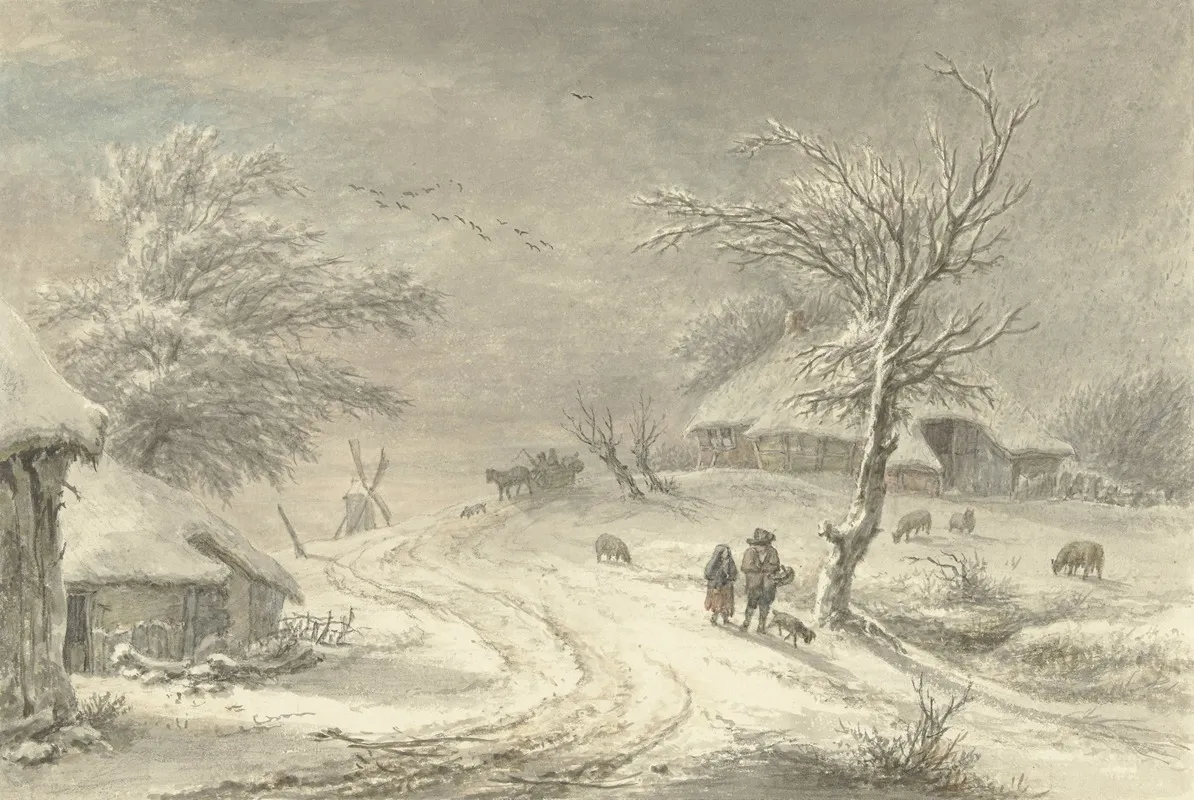 Wintergezicht Te Exloo Drenthe by Egbert van Drielst - Canvas Print