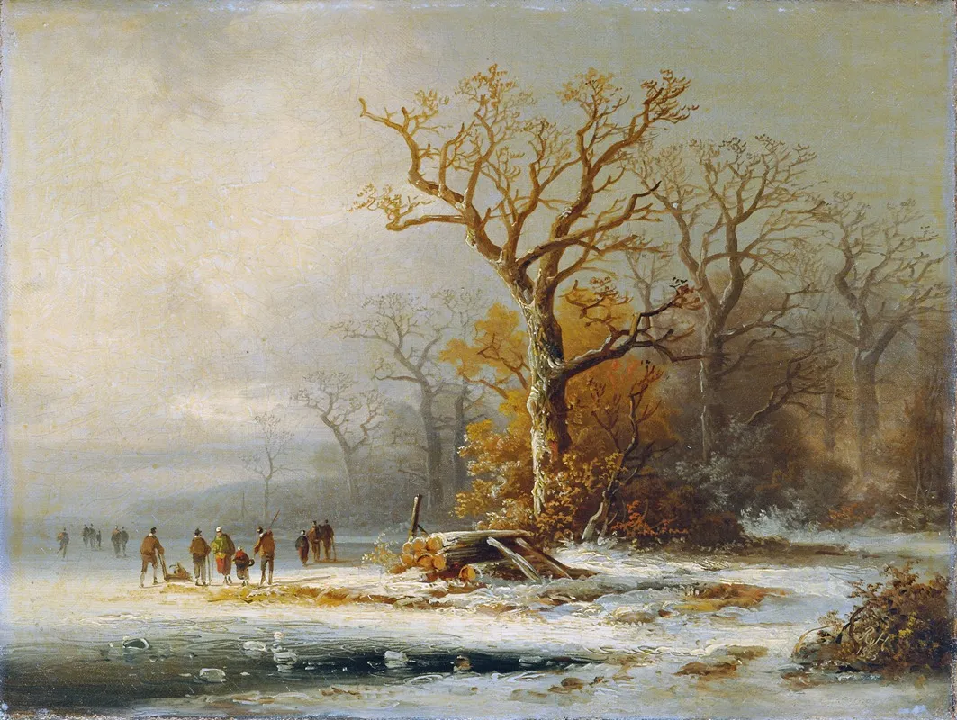 Winterlandschaft by Remigius Adrianus van Haanen - Canvas Print